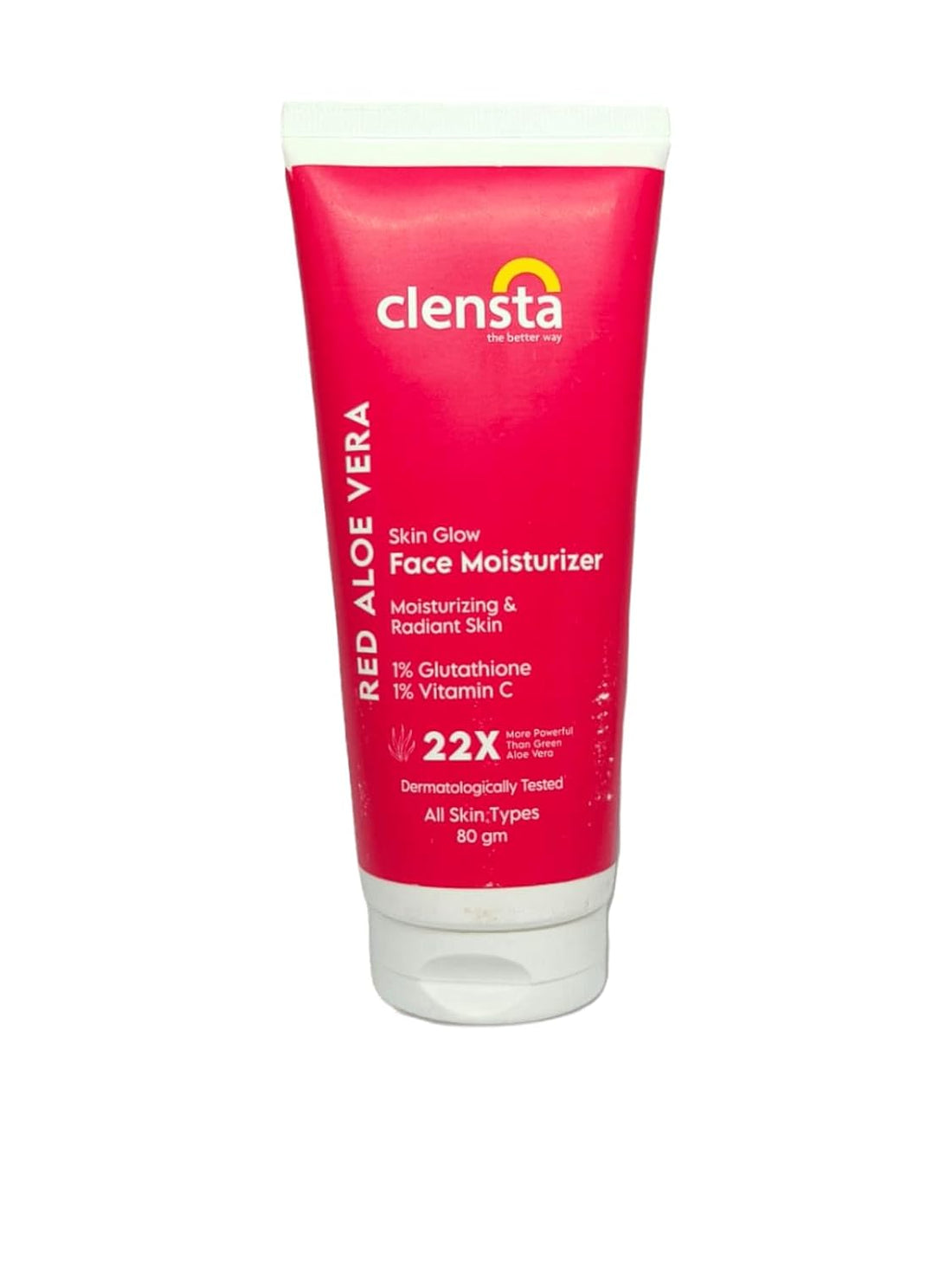 Clensta Red Aloe Vera Skin Glow Face Moisturizer Cream With Red Aloe Vera & Vitamin C, Brightening & Glowing Skin For Men & Women 80 Gm
