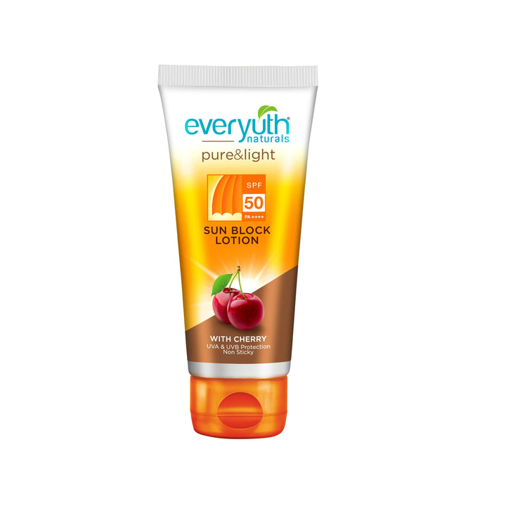 Everyuth Naturals Sunscreen - SPF 50 PA++++ Pure and Light Sun Block Lotion UVA & UVB Protection With Cherry  (50 g)