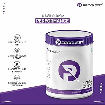 PROQUEST Crea Quest (Creatine Monohydrate), instantly soluble & Rapid absorption Creatine  (90 g, Unflavored)