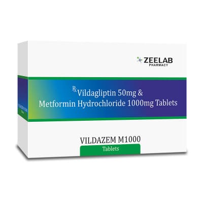 Vildagliptin 50mg and Metformin Hydrochloride 1000mg Tablets IP