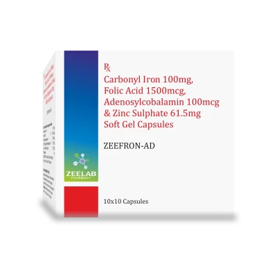 Adenosylcobalamin (100mcg) + Carbonyl Iron (100mg) + Folic Acid (1500mcg) + Zinc Sulfate (61.5mg) Capsules