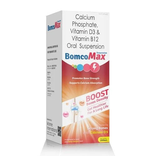 Calcium Phosphate 82mg, Vitamin D3 200IU and Vitamin B12 2.5mcg Suspension 200ml