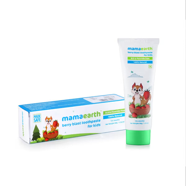 Mamaearth 100% Natural Berry Blast Kids Toothpaste 50 Gm, Fluoride Free, SLS Free