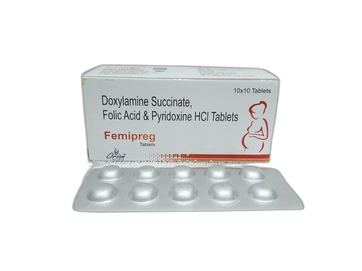 Pyridoxine Hydrochloride 10mg, Doxylamine 10mg and Folic Acid 2.5mg Tablets