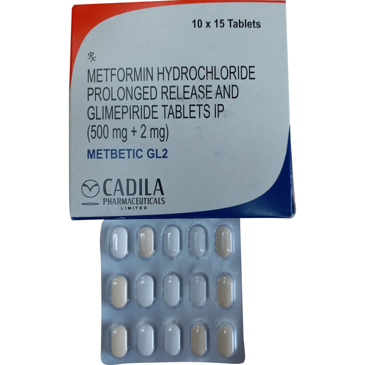 Metformin Hydrochloride Prolonged-release 500mg and Glimepiride 2mg Tablets IP