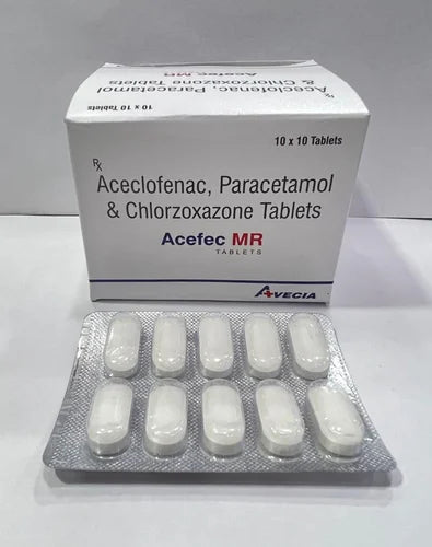 Aceclofenac 100mg, Paracetamol 325mg and Chlorzoxazone 250mg Tablets