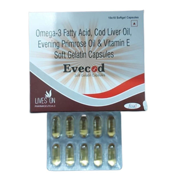 Cod liver oil 300MG, Evening primrose oil 300MG, Omega-3 fatty acid 90MG and Vitamin E 10MG Soft Gelatin Capsules