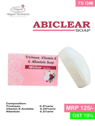 ABICLEAR Triclosan, Vitamin-E, Allantoin Soap 75g