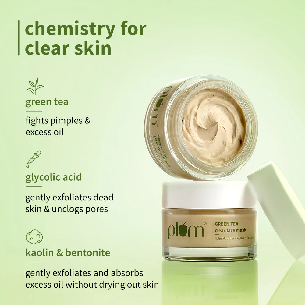Plum Green Tea Clear Face Mask For Oily & Acne Prone Skin, Vegan Skin Care 60g.