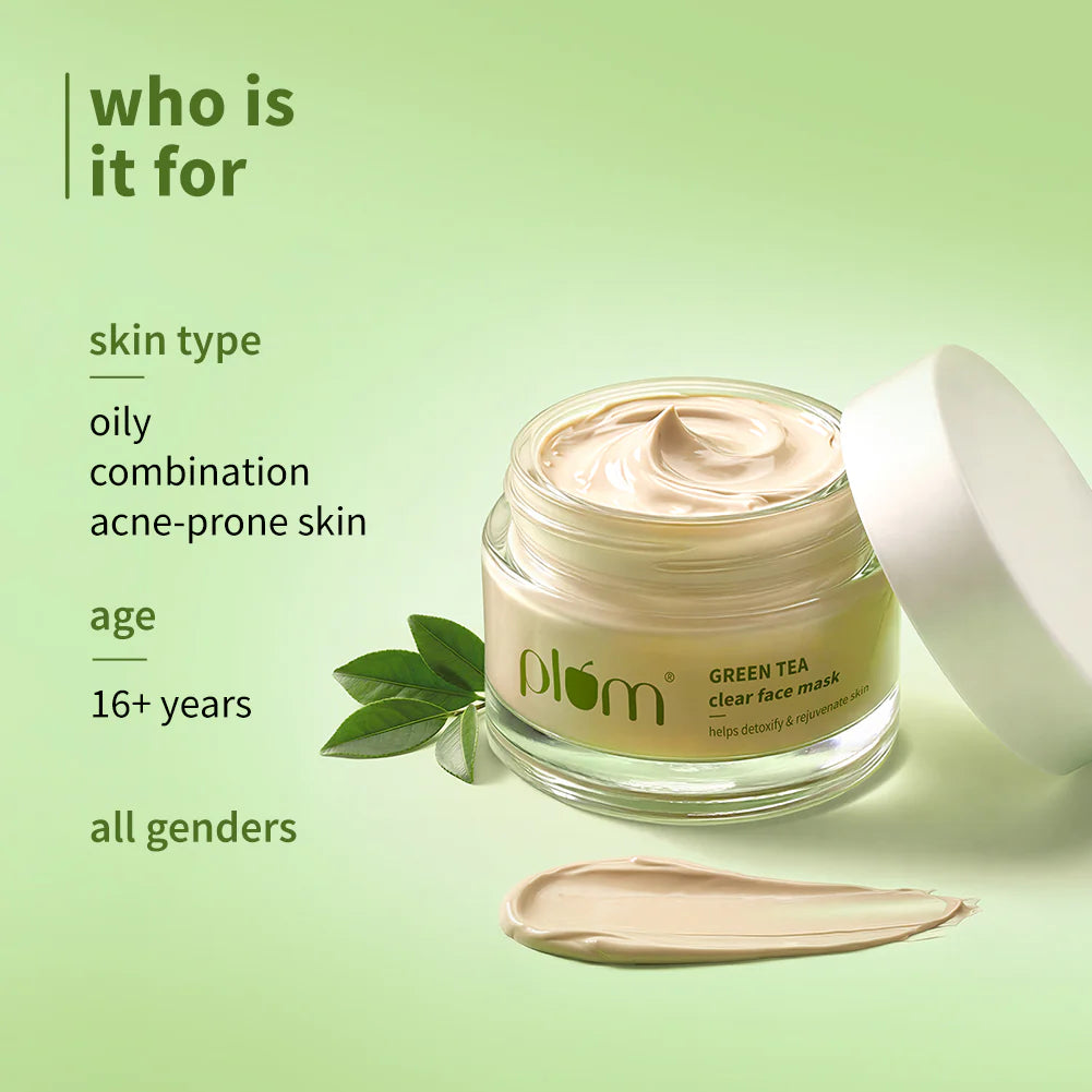 Plum Green Tea Clear Face Mask For Oily & Acne Prone Skin, Vegan Skin Care 60g.