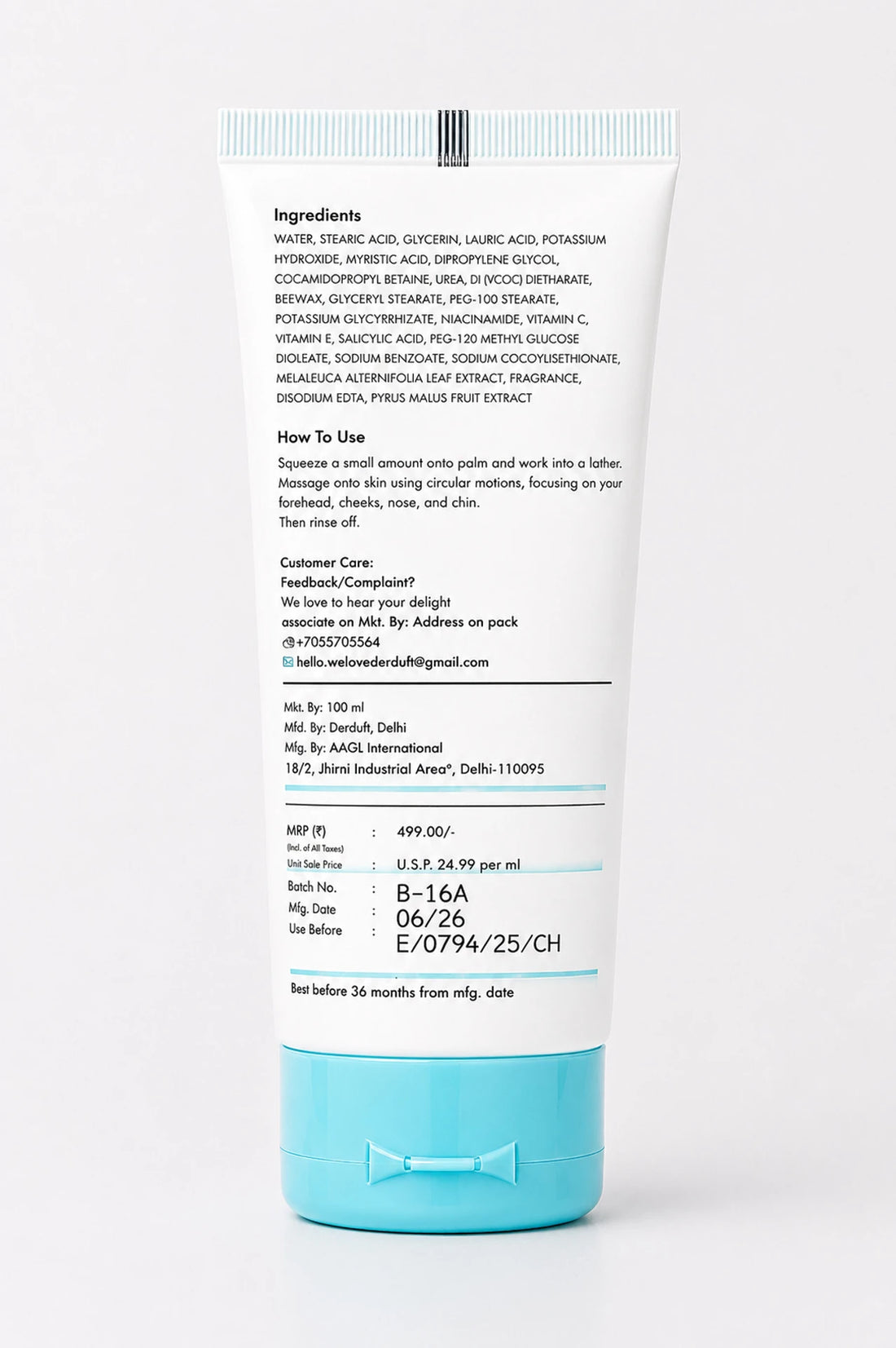 DER DUFT Acne Solution Serum Foam Cleanser | Clear Acne & Breakouts Face Wash | Germany Formulation | 100ml | For Men & Women