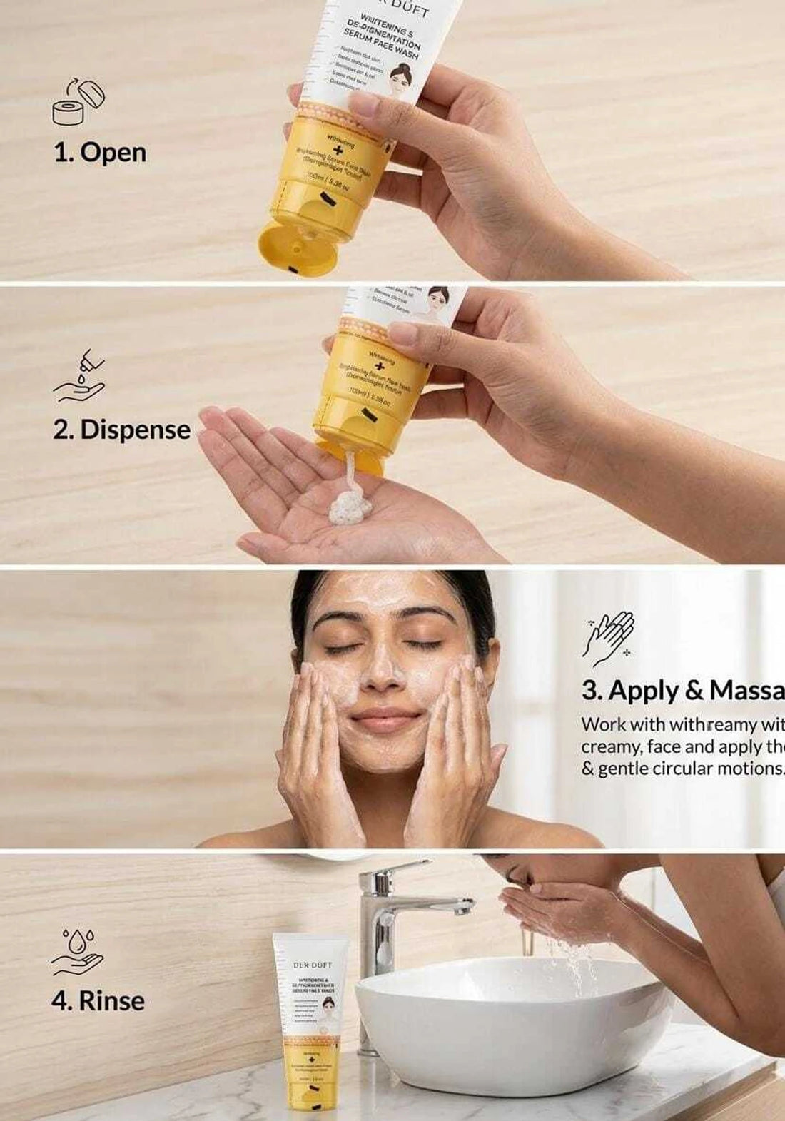 DER DUFT Whitening & De-Pigmentation Serum Face Wash | Glutathione | Brightening & Deep Cleansing | 100g | Germany Formulation