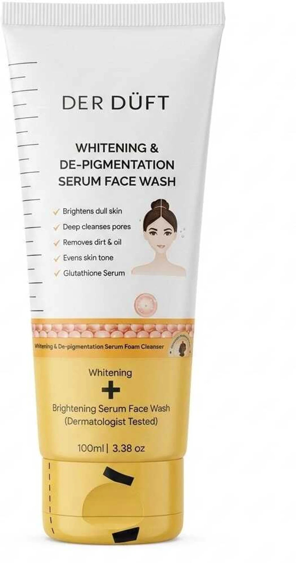 DER DUFT Whitening & De-Pigmentation Serum Face Wash | Glutathione | Brightening & Deep Cleansing | 100g | Germany Formulation