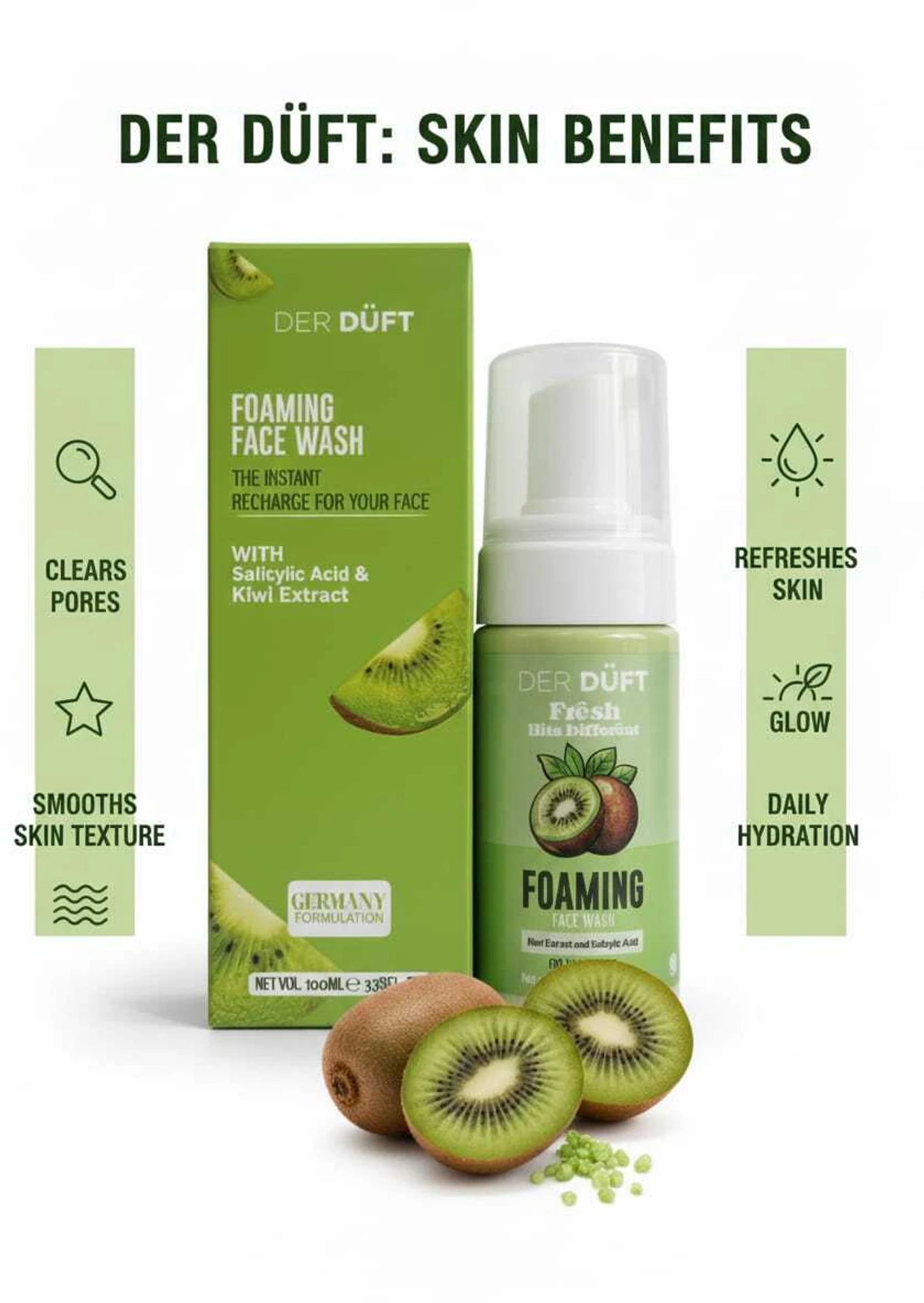 DER DUFT Foaming  | Salicylic Acid Instant Skin Recharge & Acne Control - Germany Formulation Face Wash (100 ml)