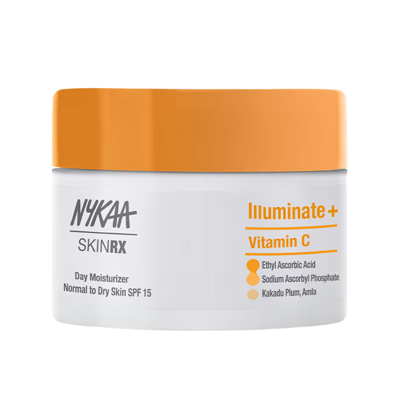 Nykaa SkinRX Illuminate+ Vitamin C Day Moisturizer SPF 15 for Radiant, Hydrated Normal to Dry Skin (50 gm)