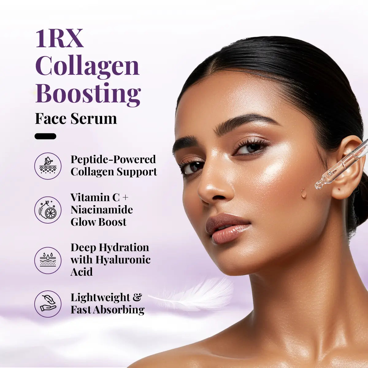 ZEELAB 1RX Collagen Boosting Face Serum | Niacinamide, Vitamin C, Hyaluronic Acid & Peptide Complex | Anti-Aging & Skin Firming | 30ml