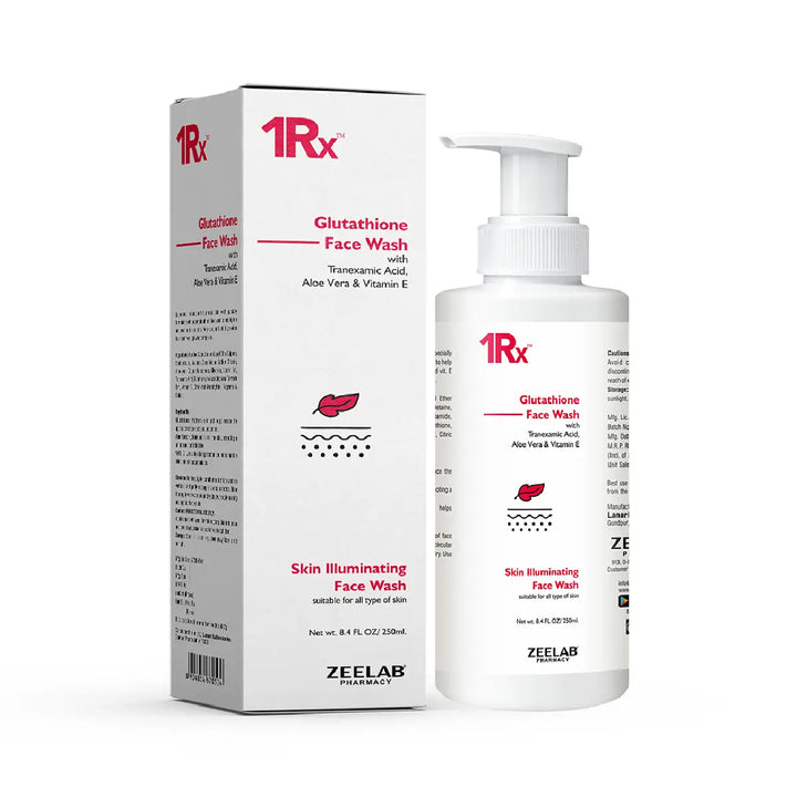 1RX Glutathione Face Wash | Glutathione, Tranexamic Acid, Licorice & Turmeric for Brightening & Deep Cleansing | 250ml