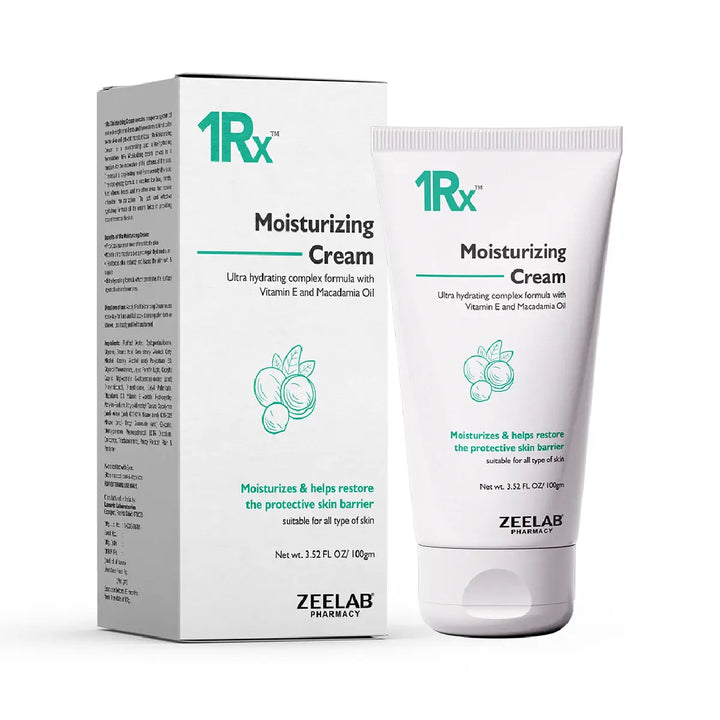 1RX Moisturizing Cream | Glycerin, Dimethicone, Liquid Paraffin, Macadamia Oil & Vitamin E | Deep Hydration for Dry & Sensitive Skin | 100g