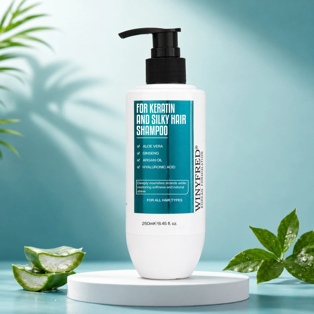 WINYFRED Korean Formulation Keratin & Silky Hair Shampoo | Keratin-Enriched Shampoo for Smooth, Soft & Frizz-Free Hair | Deep Nourishment & Shine | 250ml