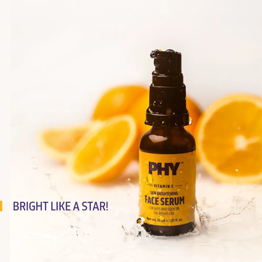 Phy Vitamin C Face Serum | Brightens skin & reduces dark spots | Boosts skin glow | Light, non-greasy serum for men | Great for all skin types, 30 ml