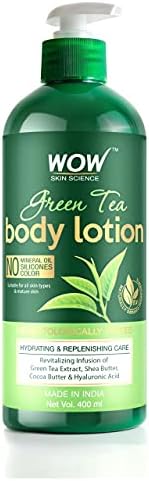 WOW Skin Science Green Tea Body Lotion - Hydrating & Replenishing - with Green Tea Extract, Shea Butter - No Mineral Oil, Silicones & Color - 400mL