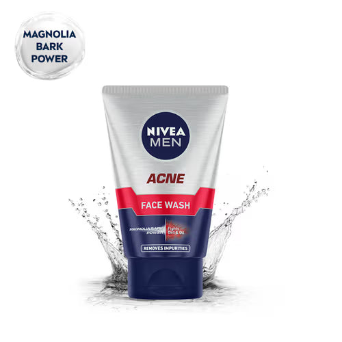 NIVEA MEN Acne Control Face Wash 100 g | With Magnolia Bark Extracts for 12 Hr Oil Control in Summer | Fights Dirt and Oil | For Oily Skin