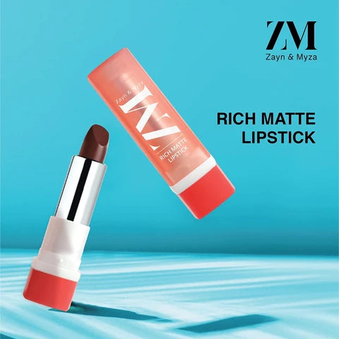 ZM Zayn & Myza Rich Matte Lipstick | Smooth and Light Weight | Intense Color in one Swipe | High Pigmentation Bullet Lip Stick Enriched with Argan oil, Murumuru and Shea Butter, (4.2 G)