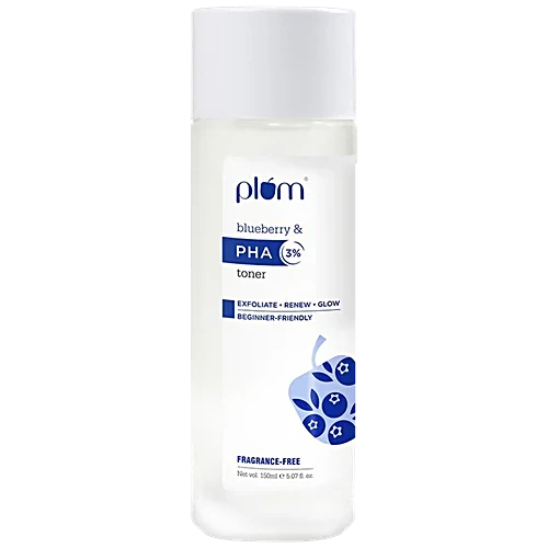 Plum 3% PHA & Blueberry Toner - Vegan, Exfoliating, Beginner-Friendly, Fragrance-Free, 150 ml