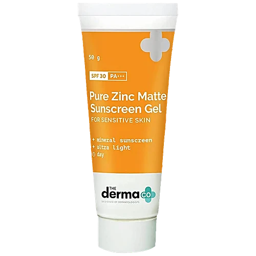 The Derma Co Pure Zinc Matte Sunscreen Gel - SPF 30, Ultra Lightweight, For Sensitive Skin, 50 g