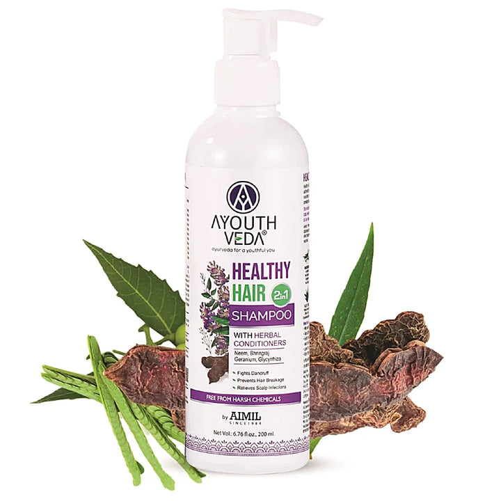 Ayouthveda Healthy Hair Shampoo 200ml With Bhringraj and Shikakai | Best Hair Shampoo for Women | Control Hair Breakage & Dandruff | Herbal Conditioner & Cleansers 200ml