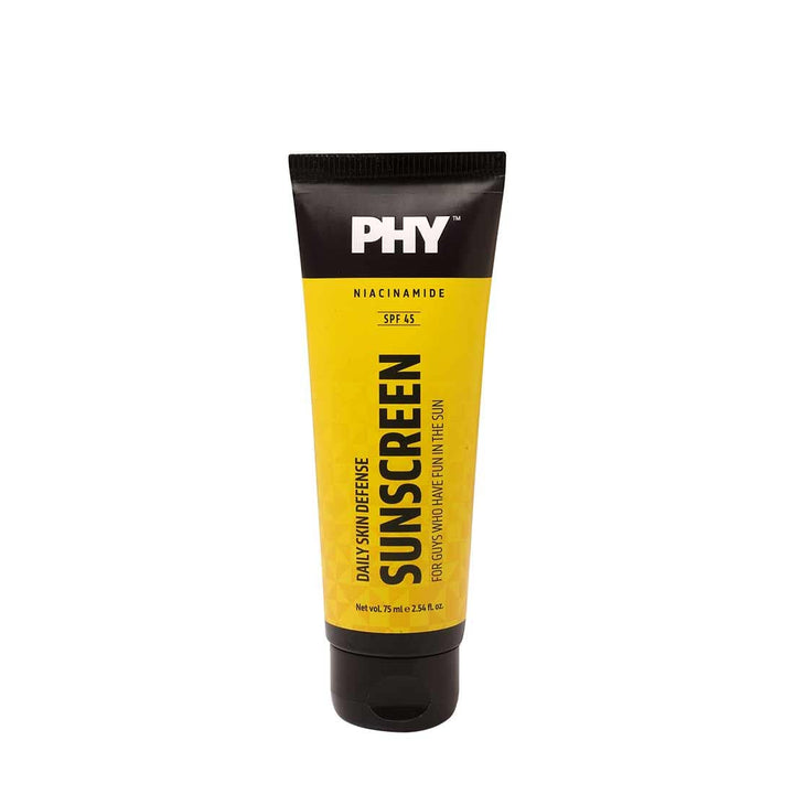 Phy Daily Skin Defense Sunscreen SPF 45 | Protects from sun damage | Niacinamide Cream | Great for daily use, Suitable for all skin types, 75 ml