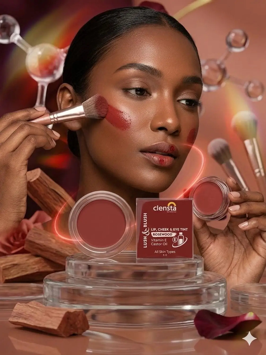 Clensta Lip Cheek Tint, With Goodness Of Vitamin E & Castor Oil, Nourishes & Hydrates Dry Chapped Lips, Blush & Eyeshadow For Women & Girls|Matte Finish (5 G)