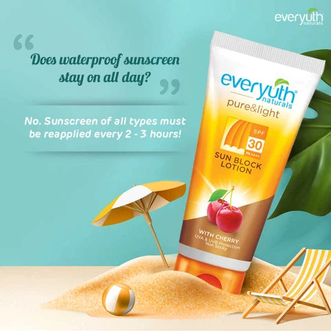 Everyuth Naturals Sunscreen - SPF 50 PA++++ Pure and Light Sun Block Lotion UVA & UVB Protection With Cherry  (50 g)