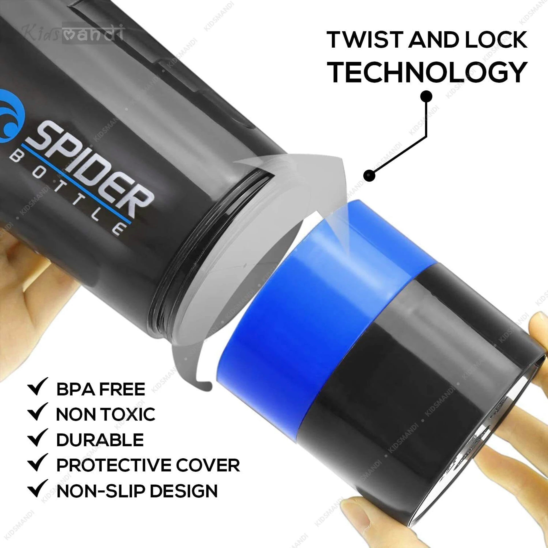 Gym Spider ProMix Shaker Bottle 500ml | Leakproof Protein Shaker with Extra Storage Compartments & Fitness Accessory Kit