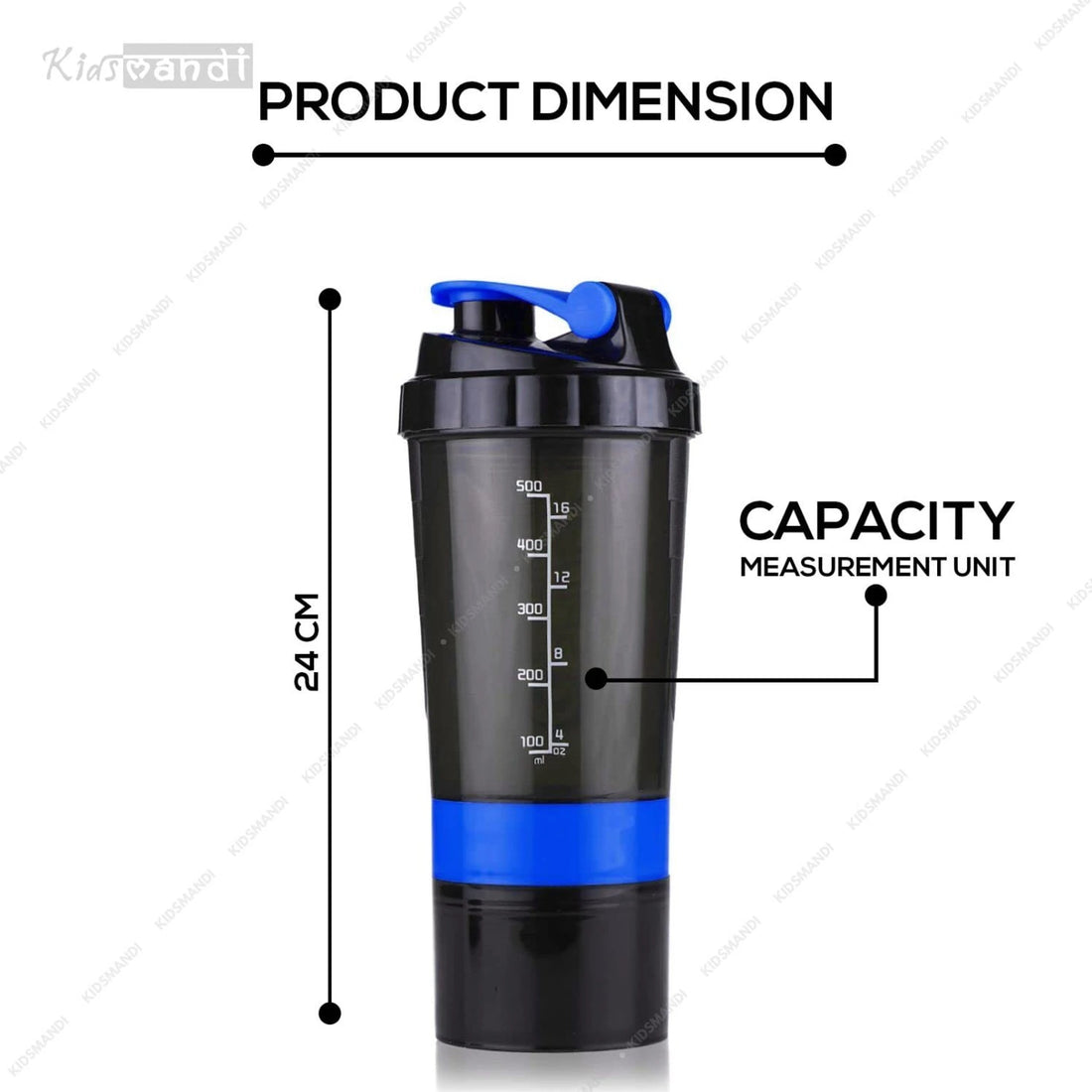 Gym Spider ProMix Shaker Bottle 500ml | Leakproof Protein Shaker with Extra Storage Compartments & Fitness Accessory Kit