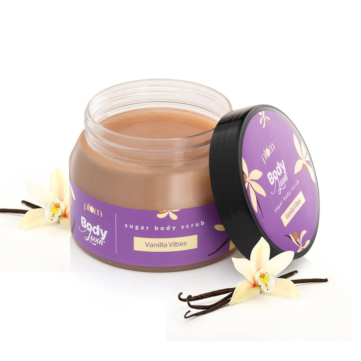Plum BodyLovin' Vanilla Vibes Sugar Body Scrub | The Ideal Winter Body Scrub | Brazil Nut Oil | Skin Brightening | Deep Moisturization | 100% Vegan 200g
