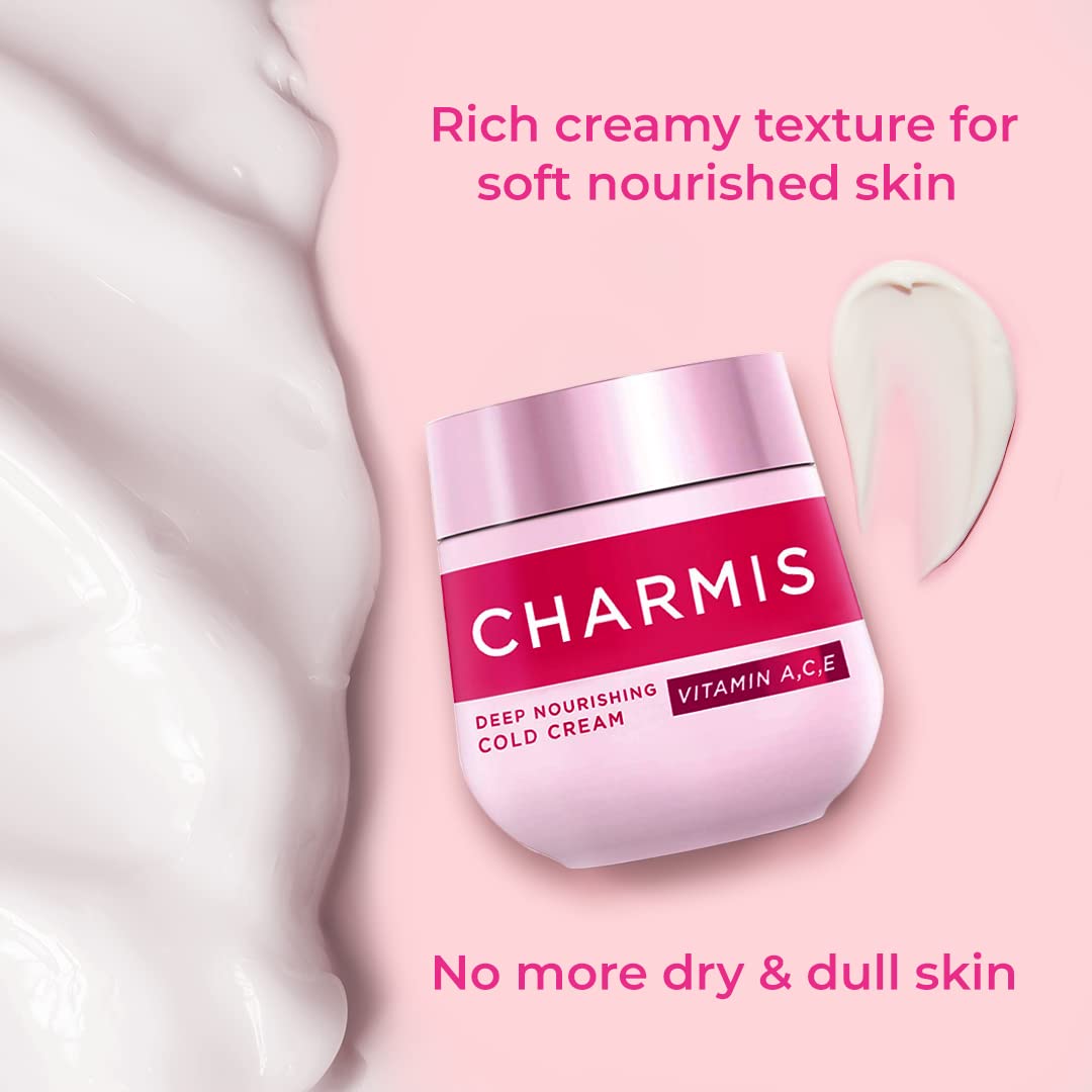 Charmis Deep Nourishing Cold Cream with Vitamin A, C, E, 30ml, for Glowing and Moisturized Skin, for All Skin Types