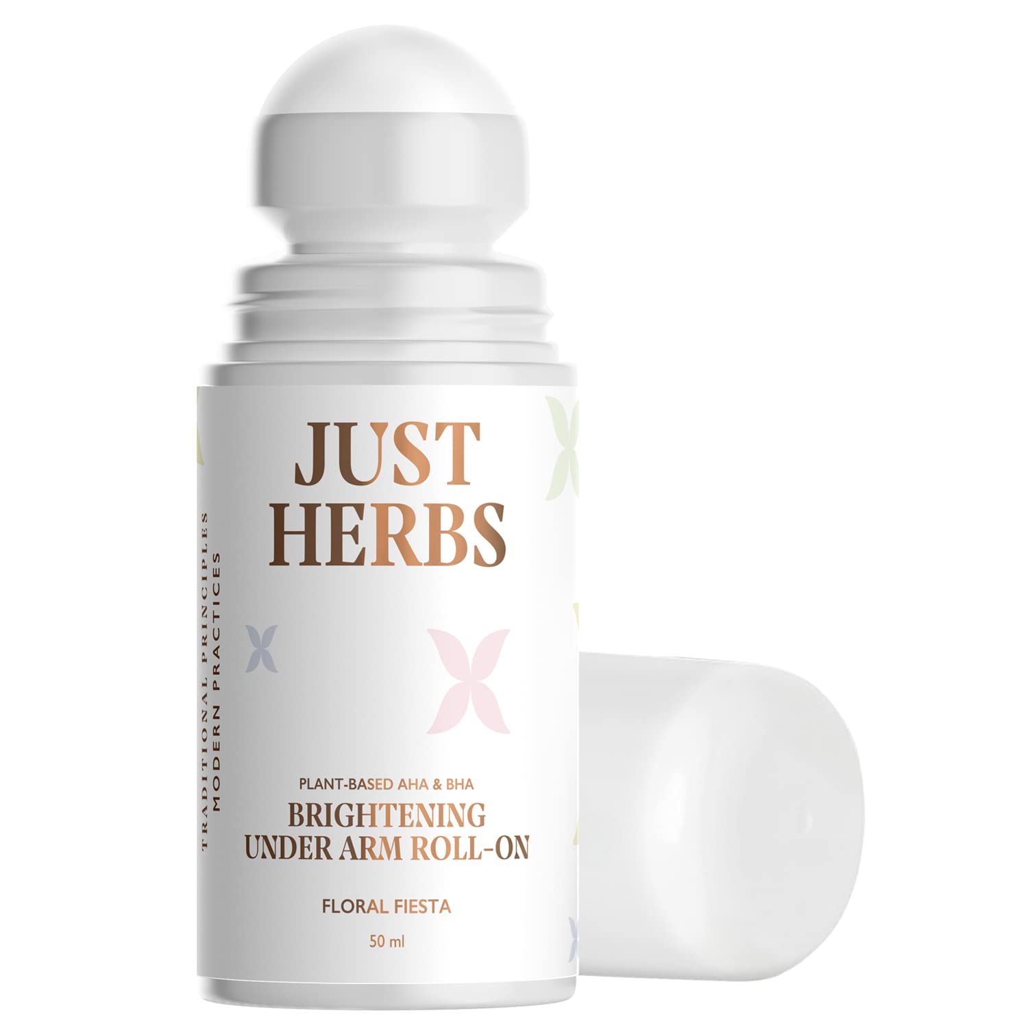 Just Herbs Under Arm Roll On for Women Floral Fiesta | AHA BHA Brightening Deodorant Roll-On | Long Lasting Odour Protection | 50ml