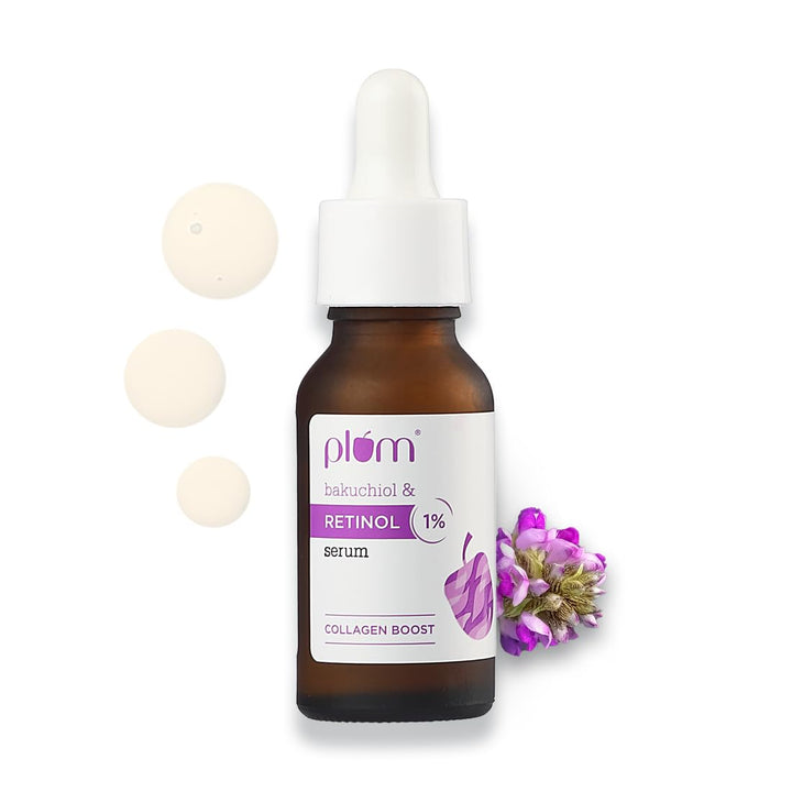 Plum 1% Retinol Advanced Anti Aging Night Face Serum with Bakuchiol | Boosts Collagen, Reduces Fine Lines & Wrinkles | Retinol Serum for Face | for Women & Men | Suits All Skin Types | 20ml