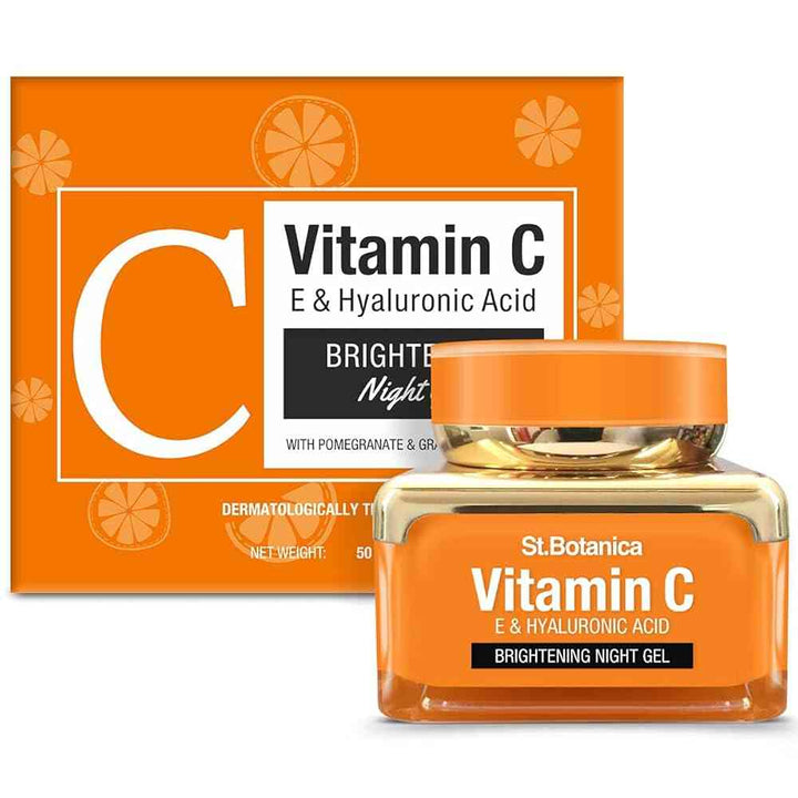 St.Botanica Vitamin C, E & Hyaluronic Acid Brightening Night Gel, 50 g (Night Cream)