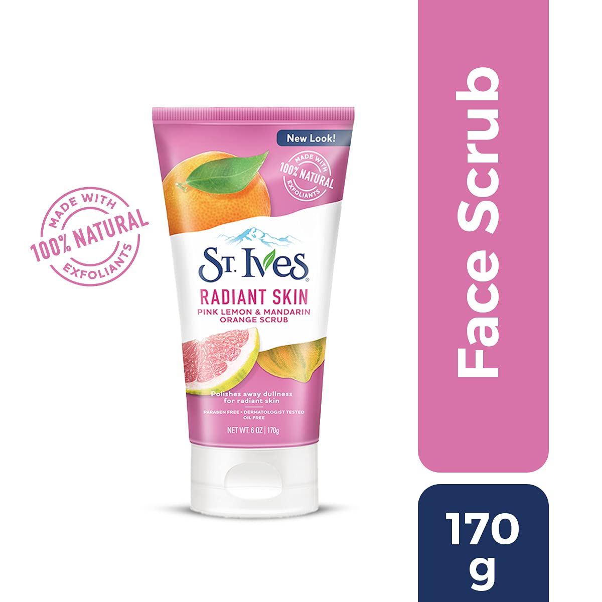 St. Ives Even & Bright Pink Lemon & Mandarin Orange Face Scrub | Gentle Exfoliating Scrub for Brighter, Glowing Skin | 170ml