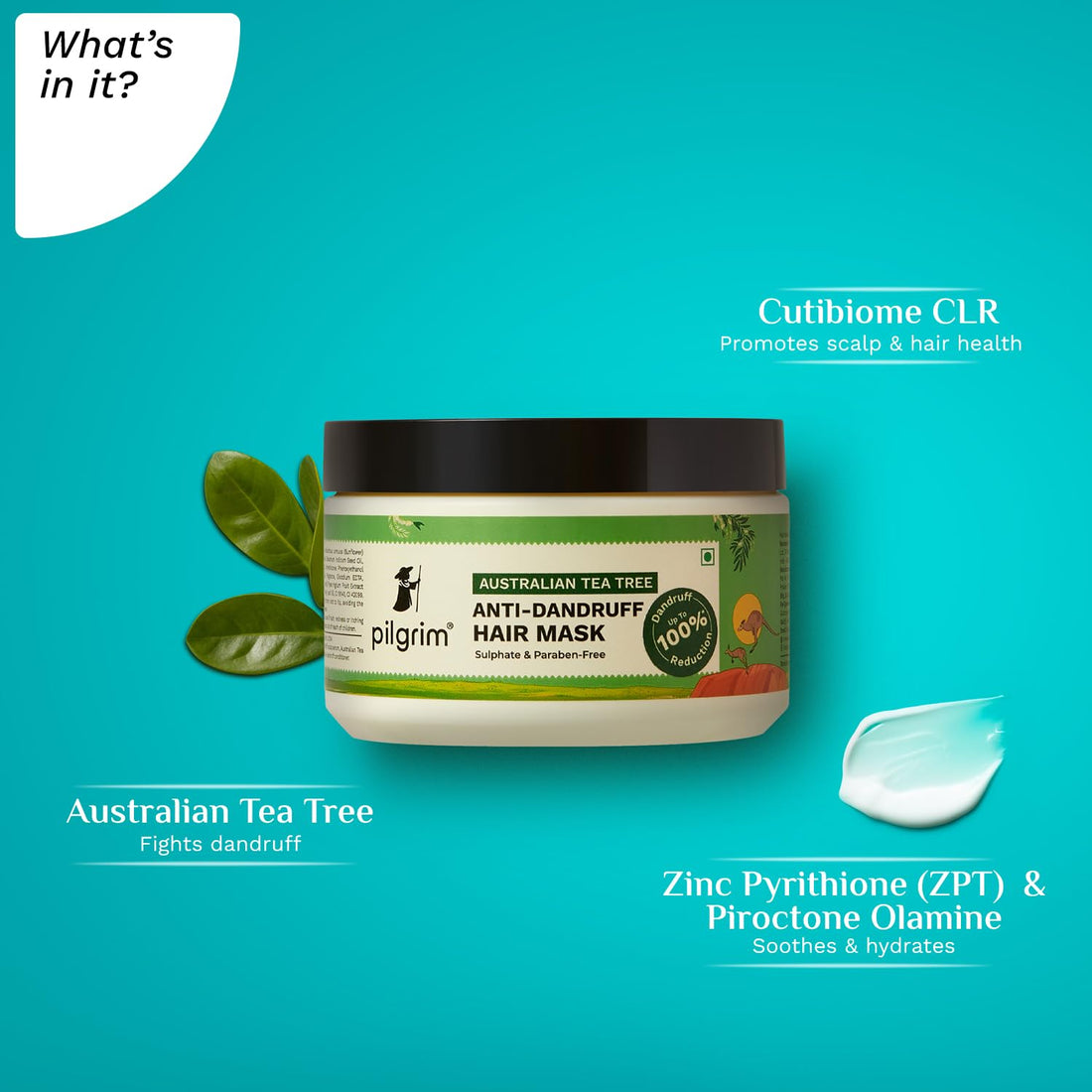 Pilgrim Australian Tea Tree Anti-Dandruff Hair Mask 200 millilitre | Makes Hair Smooth & Deeply Moisturizes | Strengthens Hair | All Hair Types | For Men & Women