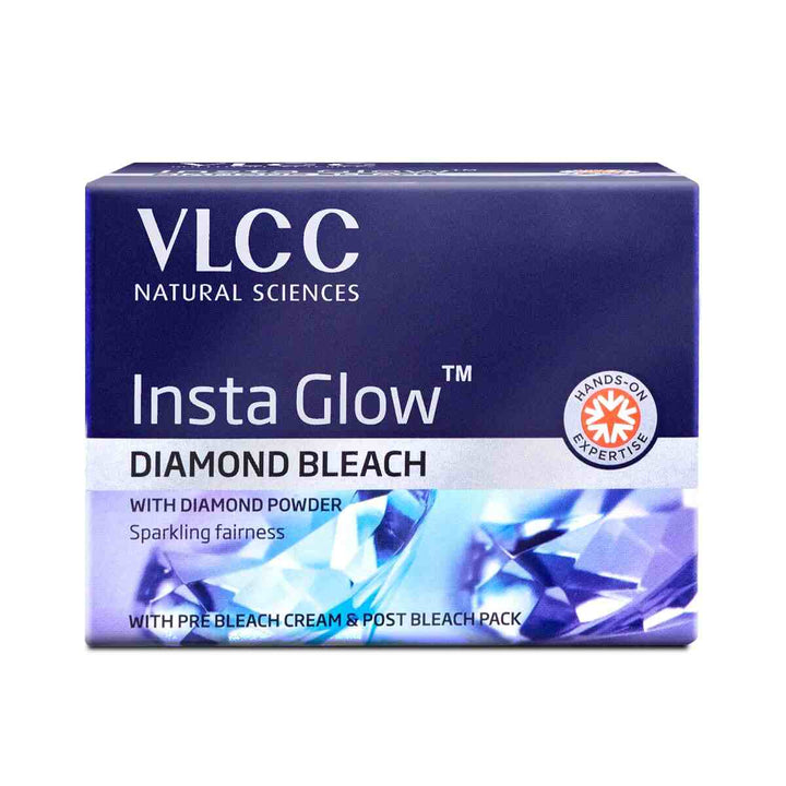 VLCC Insta Glow Diamond Bleach - 30g | With Diamond Powder For Sparkling Fairness | Skin Brightening Bleach | Minimizes Dark Spots, Reduces Facial Hair Visibility. 30gm