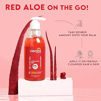 Clensta Red Aloe Vera Gel Moisturizing For Women & Men All Skin Type - 300Ml