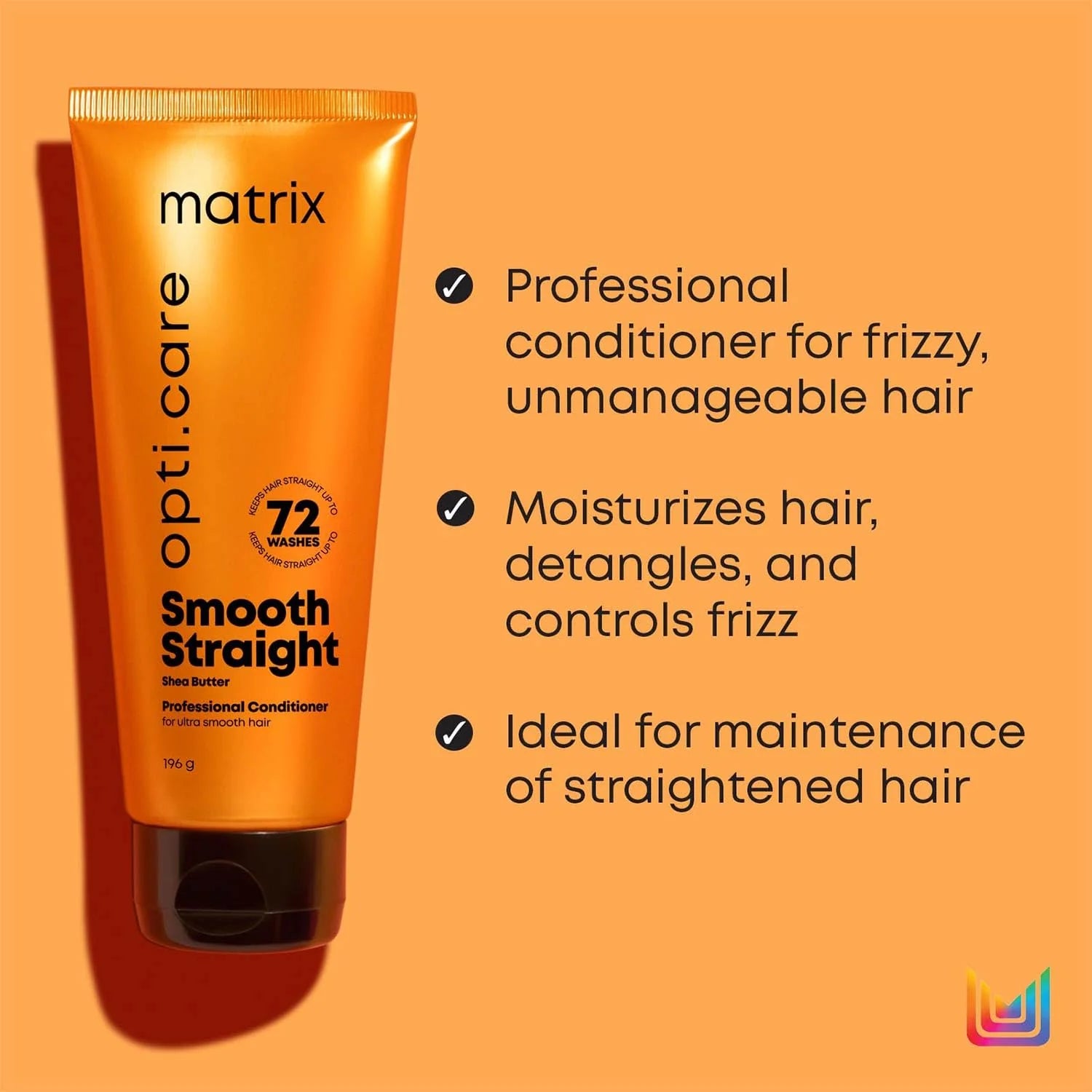 MATRIX Opti.Care Professional Conditioner for Salon Smooth Straight Hair | Control Frizzy Hair for up to 4 Days | With Shea Butter | No Added Parabens | 98 g