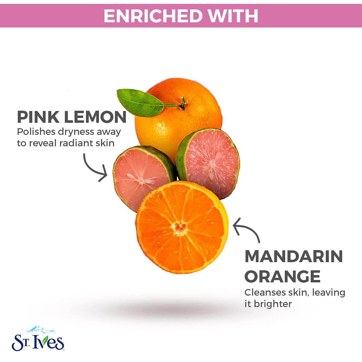 St. Ives Even & Bright Pink Lemon & Mandarin Orange Face Scrub | Gentle Exfoliating Scrub for Brighter, Glowing Skin | 170ml