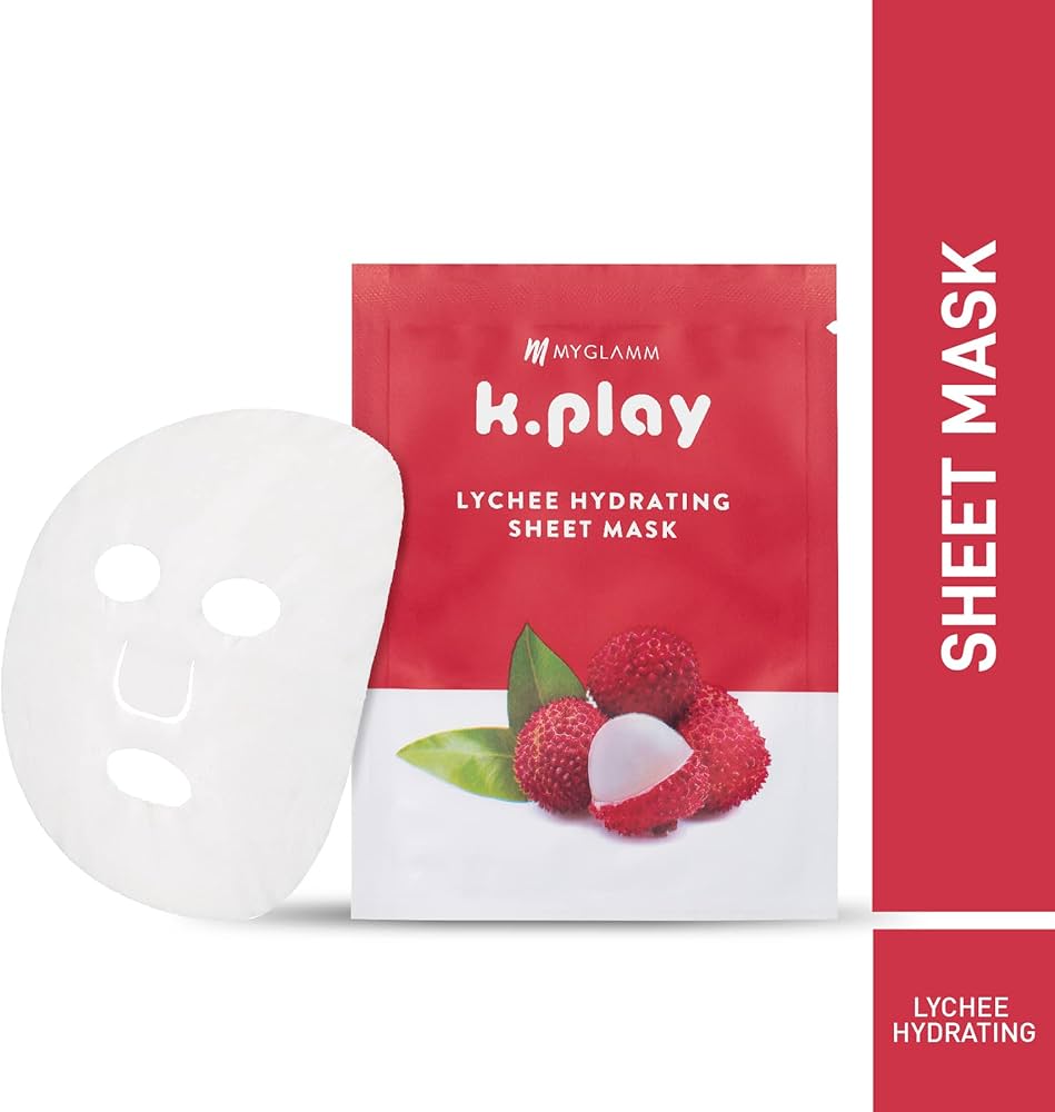 MyGlamm K.Play Lychee Hydrating Sheet Mask, 20 ml | Infused With Lychee & Black Truffle| For Dry and Damaged Skin