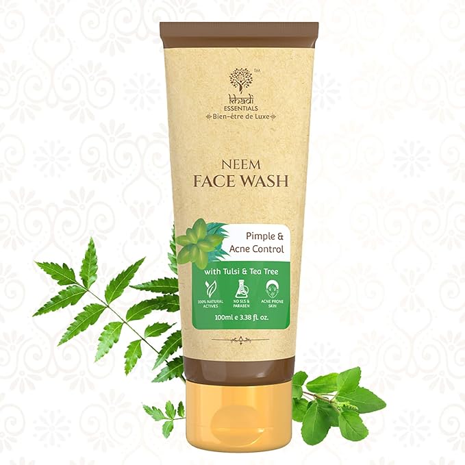 Khadi Essentials Neem Face Wash for Men and Women with Tea Tree, Tulsi & Calendula Extracts for Oily and Normal Skin 200ml