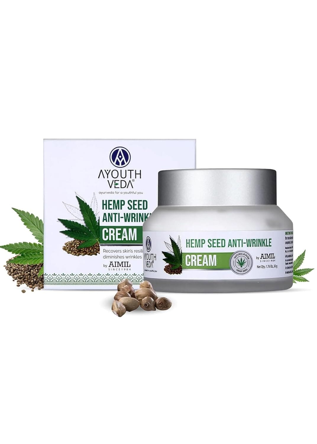 Ayouthveda Hemp Seed Anti-Wrinkle & Anti-Aging Cream | With goodness of Basil, Lavender & Sandalwood Oil | 50g