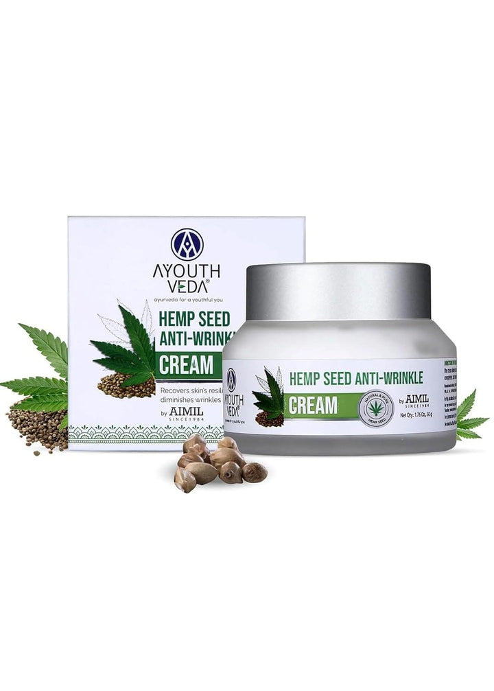 Ayouthveda Hemp Seed Anti-Wrinkle & Anti-Aging Cream | With goodness of Basil, Lavender & Sandalwood Oil | 50g